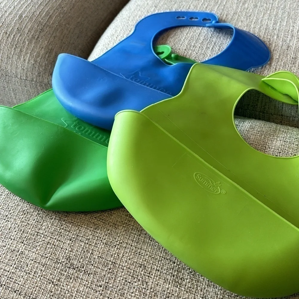 Summer Infant and Tommee Tippee rubber reusable bibs set of 3